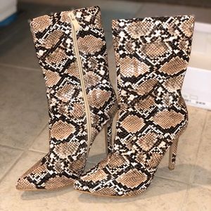 Snake Skin Heeled Boots
